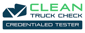 California CARB Clean Truck Check Credentialed Tester badge - certified emissions testing facility for HD I/M compliance and California trucking requirements