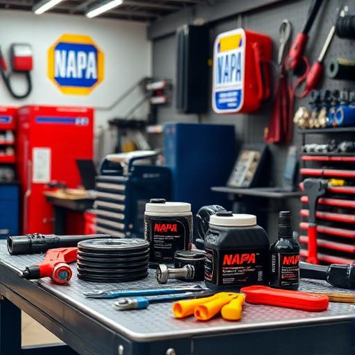 NAPA certified quality truck parts and professional tools on workbench