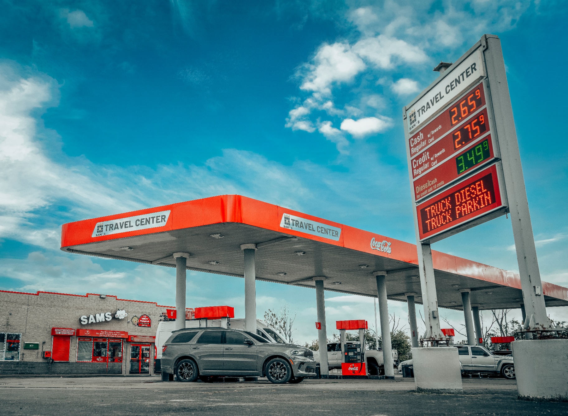 Sam's Travel Center gas station and truck stop in Toledo OH with fuel pumps and diesel
